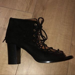 Black Suede Lace Booties